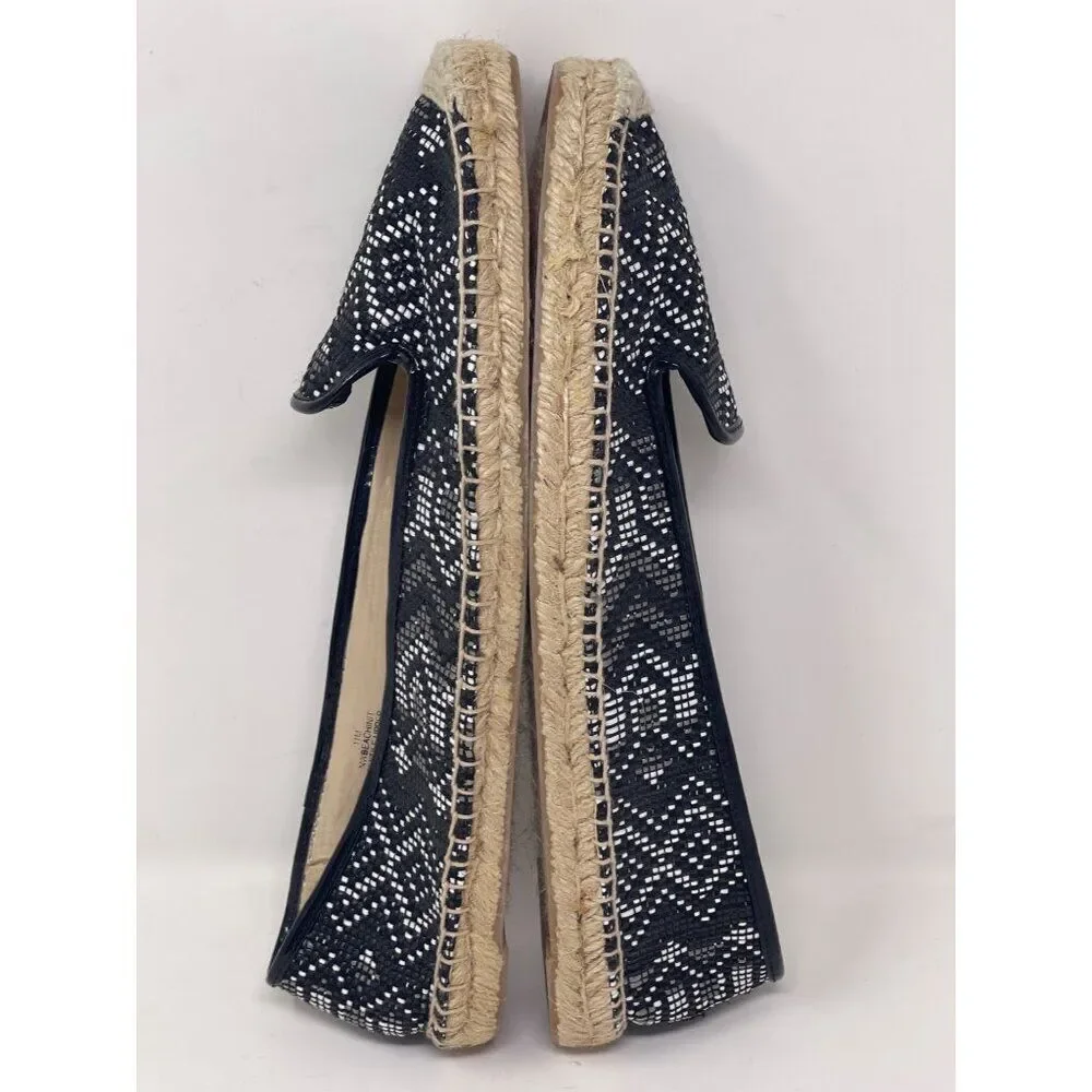Nine West NWBeachinit Espadrille Flats 11M Black & White Pattern Textile Upper